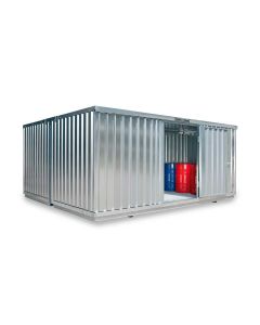 Gefahrstoffcontainer WGK 1-3, H2300xB5080xT4340 mm, 1270 mm Einflügeltür, erfolgt vormontiert