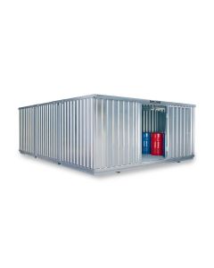 Gefahrstoffcontainer WGK 1-3, H2300xB5080xT6520 mm, 1830 mm Doppelflügeltür inkl. 1270 mm Zusatztür, erfolgt vormontiert