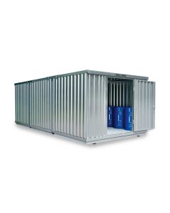 Gefahrstoffcontainer WGK 1-3, H2300xB4050xT6520 mm, 1830 mm Doppelflügeltür inkl. 1270 mm Zusatztür, erfolgt vormontiert