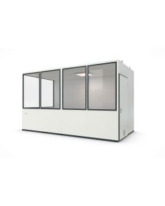 Hallenbüro MultiRoom 10 - Meisterbüro, H2660 x B4560 x T2280 mm mit Starter Plus Elektropaket in RAL 9002 - Grauweiß