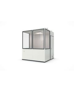 Hallenbüro MultiRoom 5 - Meisterbüro, H2660 x B2280 x T2280 mm mit Starter Plus Elektropaket in RAL 9002 - Grauweiß