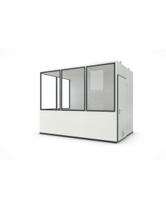 Hallenbüro MultiRoom 7 - Meisterbüro, H2660 x B3390 x T2280 mm ohne Elektropaket in RAL 9002 - Grauweiß