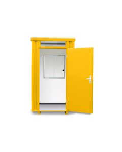 Kassenhäuschen, H2425 x B1400 x T1250 mm, 1 Fenster (Pos. B), ohne Möbelausstattung, Aussenwandlackierung RAL 1003 signalgelb