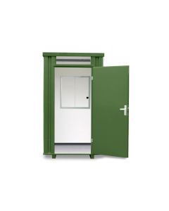 Kassenhäuschen, H2425 x B1400 x T1250 mm, 1 Fenster (Pos. B), ohne Möbelausstattung, Aussenwandlackierung RAL 6010 grasgrün