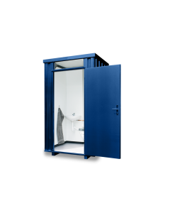 Toilettenbox &ndash; 1 qm, H2425 x B1400 x T1250 mm, mobil einsetzbar, fertig montiert, RAL 5010 enzianblau