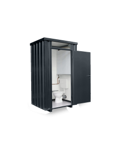 Toilettenbox mit 150 L Frischwassertank  &ndash; 1 qm, H2425 x B1400 x T1250 mm, mobil einsetzbar, fertig montiert, RAL 7016 anthrazit 