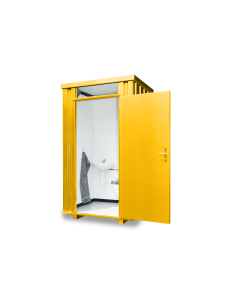 Toilettenbox &ndash; 1 qm, H2425 x B1400 x T1250 mm, mobil einsetzbar, fertig montiert, RAL 1003 signalgelb