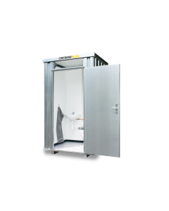 Toilettenbox &ndash; 1 qm, H2425 x B1400 x T1250 mm, mobil einsetzbar, fertig montiert, verzinkt 