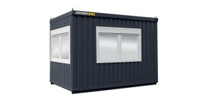 Bürocontainer isoliert, 8 qm, H2950 x B4045 x T2530 mm, inkl. Heizung, 3 Fenster, RAL 7016 anthrazitgrau
