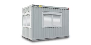 Bürocontainer isoliert, 8 qm, H2950 x B4045 x T2530 mm, inkl. Heizung, 3 Fenster, RAL 7035 lichtgrau