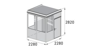 Pförtnerhaus - Meisterbüro MultiRoom Outdoor Basic 5 - H2820 x B2400 x T2280 mm ohne Elektropaket in RAL 9002 - Grauweiß Pförtnerhaus - Meisterbüro MultiRoom Outdoor Basic 5 - H2820 x B2400 x T2280 mm ohne Elektropaket in RAL 9002 - Grauweiß