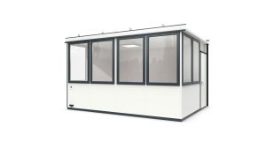 Pförtnerhaus - Meisterbüro MultiRoom Outdoor Basic 15 OfficePlus - H2820 x B4680 x T3390 mm mit Elektropaket OfficePlus in RAL 9002 - Grauweiß Pförtnerhaus - Meisterbüro MultiRoom Outdoor Basic 15 OfficePlus - H2820 x B4680 x T3390 mm mit Elektropaket OfficePlus in RAL 9002 - Grauweiß