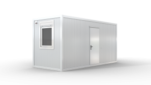 Bürocontainer isoliert, 5100 x 2160 x 2540 mm (L x B x H),  inkl. Elektropaket, 2 Fenster, Lackierung RAL 9002 grau-weiß - Variante 2