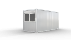Bürocontainer isoliert, 5100 x 2160 x 2540 mm (L x B x H),  inkl. Elektropaket, 1 Fenster, Lackierung RAL 9002 grau-weiß - Variante 4