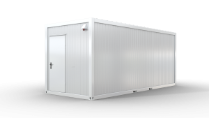 Bürocontainer isoliert, 6055 x 2435 x 2600 mm (L x B x H),  inkl. Elektropaket, 1 Fenster, Lackierung RAL 9002 grau-weiß - Variante 4