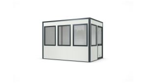 Hallencontainer SmartFlex, H2500 x B3590 x T2440 mm, 8,76 qm Grundfläche, ohne Elektropaket in RAL 9002 Grauweiß