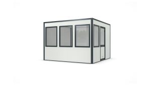 Hallencontainer SmartFlex, H2500 x B3608 x T3608 mm, 13,02 qm Grundfläche, ohne Elektropaket in RAL 9002 Grauweiß