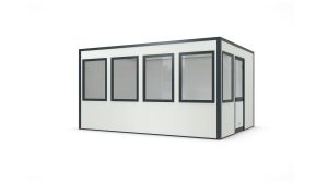 Hallencontainer SmartFlex, H2500 x B4758 x T3608 mm, 17,17 qm Grundfläche, ohne Elektropaket in RAL 9002 Grauweiß