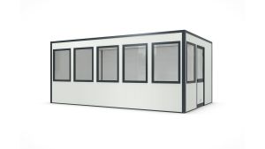 Hallencontainer SmartFlex, H2500 x B5908 x T3608 mm, 21,32 qm Grundfläche, ohne Elektropaket in RAL 9002 Grauweiß