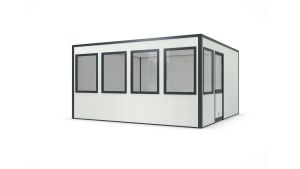 Hallencontainer SmartFlex, H2500 x B4758 x T4758 mm, 22,64 qm Grundfläche, ohne Elektropaket in RAL 9002 Grauweiß