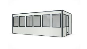 Hallencontainer SmartFlex, H2500 x B7058 x T3608 mm, 25,47 qm Grundfläche, ohne Elektropaket in RAL 9002 Grauweiß