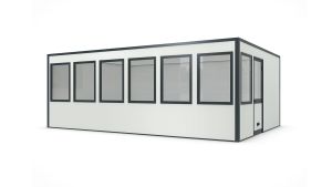 Hallencontainer SmartFlex, H2500 x B7058 x T4758 mm, 33,58 qm Grundfläche, ohne Elektropaket in RAL 9002 Grauweiß