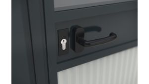 Hallencontainer SmartFlex, H2500 x B2440 x T2440 mm, 5,95 qm Grundfläche, ohne Elektropaket in RAL 9002 Grauweiß