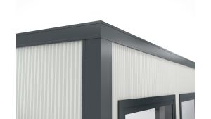 Hallencontainer SmartFlex, H2500 x B5908 x T4758 mm, 28,11 qm Grundfläche, ohne Elektropaket in RAL 9002 Grauweiß