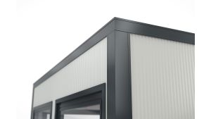 Hallencontainer SmartFlex, H2500 x B3608 x T4758 mm, 17,17 qm Grundfläche, ohne Elektropaket in RAL 9002 Grauweiß