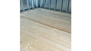 Werkzeugcontainer  – 10 qm, H2150 x B5080 x T2170 mm, verzinkt, mit Holzfußboden, 2750 mm Doppelflügeltür mittig in Breitseite, zerlegt