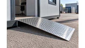 Auffahrrampe aus Aluminum mit Duettblech-Oberfläche, B 1000 x L 1130 mm Auffahrrampe aus Aluminum mit Duettblech-Oberfläche, B 1000 x L 1130 mm
