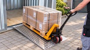 Überfahrbrücke aus Aluminum B 750 x L 1500 mm - Auffahrrampe passend für CONTAINER-XXL-Lagercontainer Überfahrbrücke aus Aluminum B 750 x L 1500 mm - Auffahrrampe passend für CONTAINER-XXL-Lagercontainer