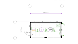 Moderner Raumcontainer -  PLUSLine, 16 Fuß in RAL 7016 Anthrazit, inkl. bodentiefe Fenster und Elektropaket