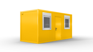 Bürocontainer isoliert, 5100 x 2160 x 2540 mm (L x B x H),  inkl. Elektropaket, 2 Fenster, Lackierung RAL 1003 signalgelb - Variante 1