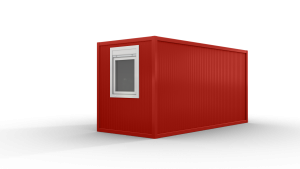 Bürocontainer isoliert, 5100 x 2160 x 2540 mm (L x B x H),  inkl. Elektropaket, 2 Fenster, Lackierung RAL 3000 feuerrot - Variante 2