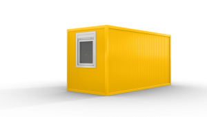 Bürocontainer isoliert, 5100 x 2160 x 2540 mm (L x B x H),  inkl. Elektropaket, 2 Fenster, Lackierung RAL 1003 signalgelb - Variante 2