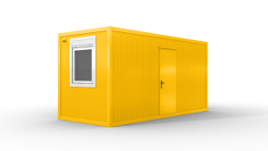 Bürocontainer isoliert, 5100 x 2160 x 2540 mm (L x B x H),  inkl. Elektropaket, 2 Fenster, Lackierung RAL 1003 signalgelb - Variante 2