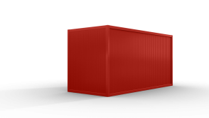 Bürocontainer isoliert, 5100 x 2160 x 2540 mm (L x B x H),  inkl. Elektropaket, 2 Fenster, Lackierung RAL 3000 feuerrot - Variante 3