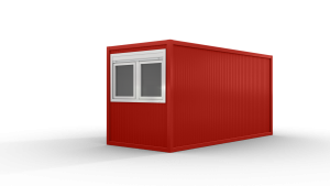 Bürocontainer isoliert, 5100 x 2160 x 2540 mm (L x B x H),  inkl. Elektropaket, 1 Fenster, Lackierung RAL 3000 feuerrot - Variante 4