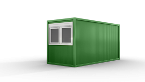 Bürocontainer isoliert, 5100 x 2160 x 2540 mm (L x B x H),  inkl. Elektropaket, 1 Fenster, Lackierung RAL 6010 grasgrün - Variante 4