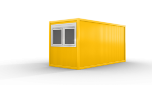 Bürocontainer isoliert, 5100 x 2160 x 2540 mm (L x B x H),  inkl. Elektropaket, 1 Fenster, Lackierung RAL 1003 signalgelb - Variante 4