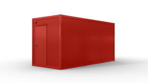 Bürocontainer isoliert, 5100 x 2160 x 2540 mm (L x B x H),  inkl. Elektropaket, 1 Fenster, Lackierung RAL 3000 feuerrot - Variante 4