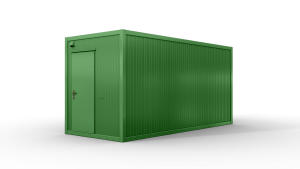 Bürocontainer isoliert, 5100 x 2160 x 2540 mm (L x B x H),  inkl. Elektropaket, 1 Fenster, Lackierung RAL 6010 grasgrün - Variante 4