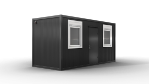 Bürocontainer isoliert, 5100 x 2160 x 2540 mm (L x B x H),  inkl. Elektropaket, 2 Fenster, Lackierung RAL 7016 anthrazit - Variante 1