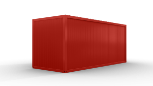 Bürocontainer isoliert, 6055 x 2435 x 2600 mm (L x B x H),  inkl. Elektropaket, 2 Fenster, Lackierung RAL 3000 feuerrot - Variante 1