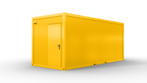 Bürocontainer isoliert, 6055 x 2435 x 2600 mm (L x B x H),  inkl. Elektropaket, 2 Fenster, Lackierung RAL 1003 signalgelb - Variante 2