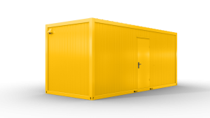 Bürocontainer isoliert, 6055 x 2435 x 2600 mm (L x B x H),  inkl. Elektropaket, 2 Fenster, Lackierung RAL 1003 signalgelb - Variante 3