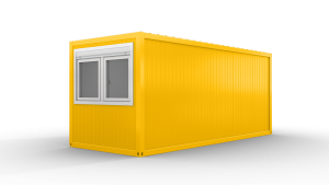 Bürocontainer isoliert, 6055 x 2435 x 2600 mm (L x B x H),  inkl. Elektropaket, 1 Fenster, Lackierung RAL 1003 signalgelb - Variante 4