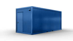 Bürocontainer isoliert, 6055 x 2435 x 2600 mm (L x B x H),  inkl. Elektropaket, 1 Fenster, Lackierung RAL 5010 enzianblau - Variante 4