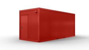 Bürocontainer isoliert, 6055 x 2435 x 2600 mm (L x B x H),  inkl. Elektropaket, 1 Fenster, Lackierung RAL 3000 feuerrot - Variante 4